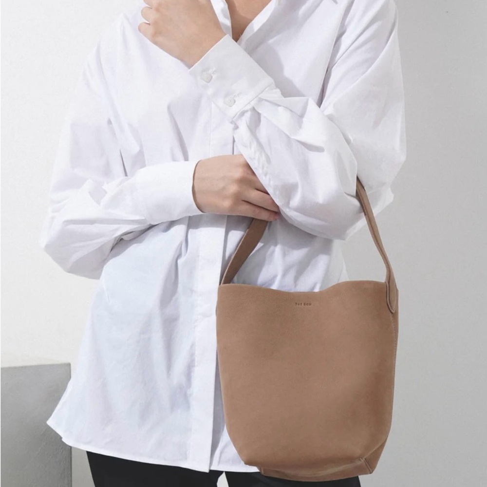 The Row Small N/S park tundra nubuck tote bag